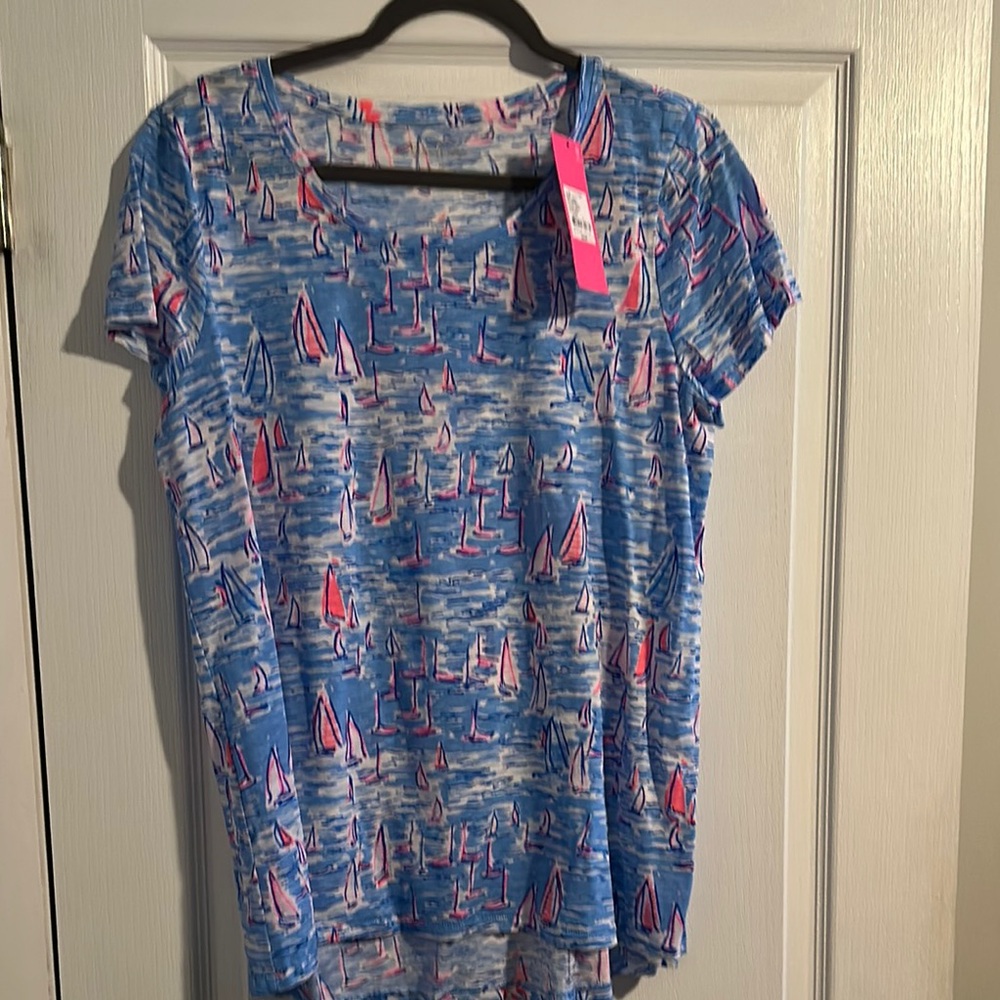 Blue Sailboat Print Women's Top